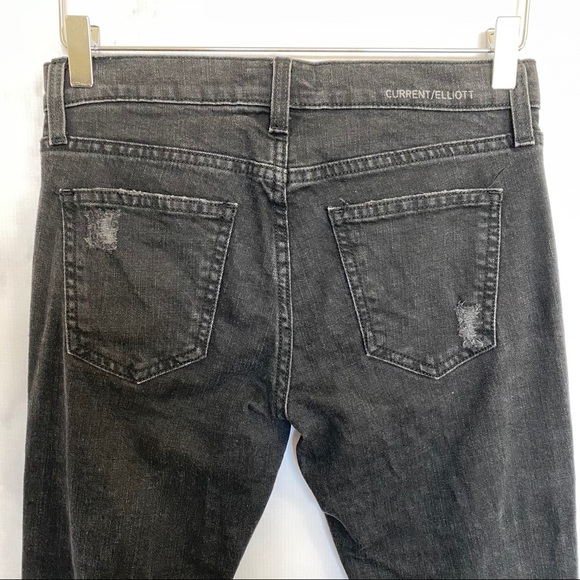 Current/Elliott The Stiletto Black Tattered Jean - Picture 6 of 10